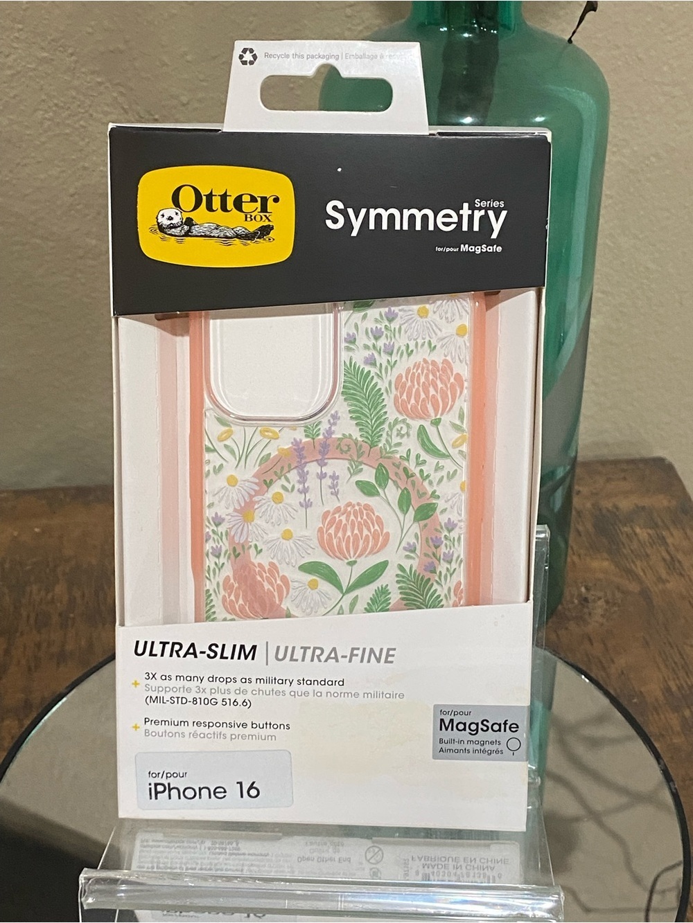 OtterBox Symmetry Series Floral Pink iPhone 16 Case, MagSafe Compatible, new!